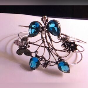 Blue Topaz 925 Sterling Silver Cuff Bracelet